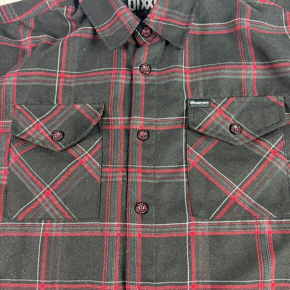 Dixxon Snap On Tool Flannel Shirt Adult Large Black Plaid Button Up Long Sleeve - Picture 5 of 16